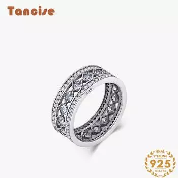 Tancise Classic стерлингового серебра 925 пробы кольцо с цирконом женские ювелирные изделия свадебное обещание вечерние подарок 5 серебряный