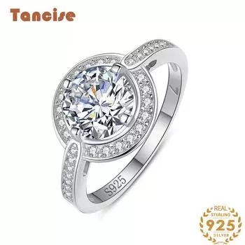 Tancise Classic стерлингового серебра 925 пробы кольцо с цирконом женские ювелирные изделия свадебное обещание вечерние подарок 5 серебряный