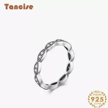 Tancise Classic стерлингового серебра 925 пробы кольцо с цирконом женские ювелирные изделия свадебное обещание вечерние подарок 6 серебряный