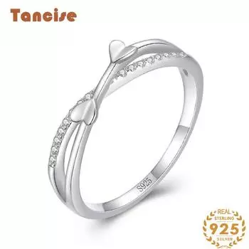 Tancise Classic стерлингового серебра 925 пробы кольцо с цирконом женские ювелирные изделия свадебное обещание вечерние подарок 5 серебряный
