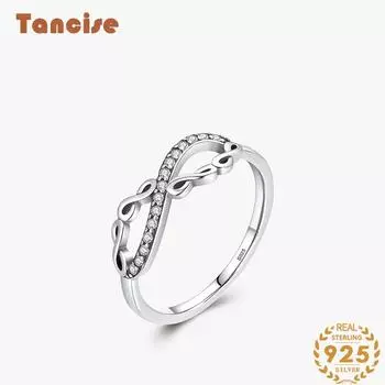 Tancise Classic стерлингового серебра 925 пробы кольцо с цирконом женские ювелирные изделия свадебное обещание вечерние подарок 5 серебряный