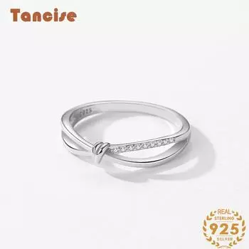 Tancise Classic стерлингового серебра 925 пробы кольцо с цирконом женские ювелирные изделия свадебное обещание вечерние подарок 5 серебряный