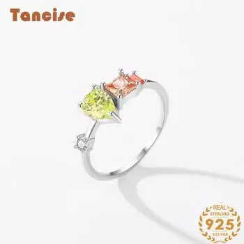 Tancise Classic стерлингового серебра 925 пробы кольцо с цирконом женские ювелирные изделия свадебное обещание вечерние подарок 5 серебряный