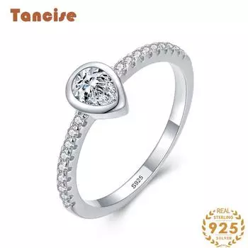 Tancise Classic стерлингового серебра 925 пробы кольцо с цирконом женские ювелирные изделия свадебное обещание вечерние подарок 5 серебряный