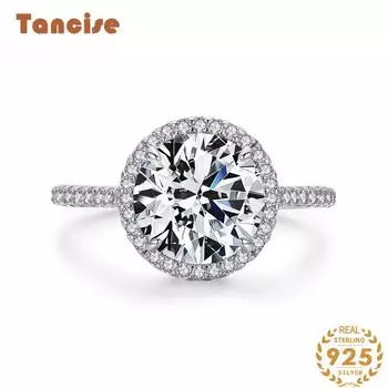 Tancise Classic стерлингового серебра 925 пробы кольцо с цирконом женские ювелирные изделия свадебное обещание вечерние подарок 5 серебряный