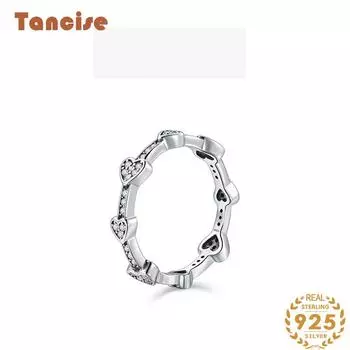 Tancise Classic стерлингового серебра 925 пробы кольцо с цирконом женские ювелирные изделия свадебное обещание вечерние подарок 5 серебряный