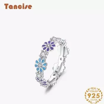 Tancise Classic стерлингового серебра 925 пробы кольцо с цирконом женские ювелирные изделия свадебное обещание вечерние подарок 5 серебряный