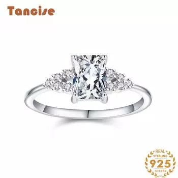 Tancise Classic стерлингового серебра 925 пробы кольцо с цирконом женские ювелирные изделия свадебное обещание вечерние подарок 5 серебряный