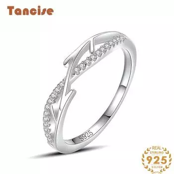 Tancise Classic стерлингового серебра 925 пробы кольцо с цирконом женские ювелирные изделия свадебное обещание вечерние подарок 5 серебряный