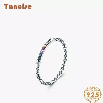 Tancise Classic стерлингового серебра 925 пробы кольцо с цирконом женские ювелирные изделия свадебное обещание вечерние подарок 5 серебряный