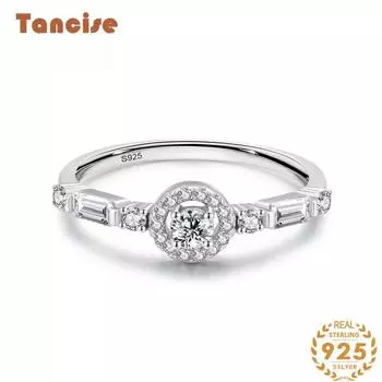 Tancise Classic стерлингового серебра 925 пробы кольцо с цирконом женские ювелирные изделия свадебное обещание вечерние подарок 5 серебряный