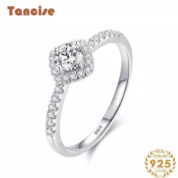 Tancise Classic стерлингового серебра 925 пробы кольцо с цирконом женские ювелирные изделия свадебное обещание вечерние подарок 5 серебряный