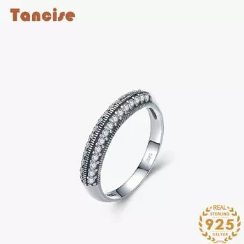 Tancise Classic стерлингового серебра 925 пробы кольцо с цирконом женские ювелирные изделия свадебное обещание вечерние подарок 5 серебряный