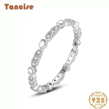 Tancise Classic стерлингового серебра 925 пробы кольцо с цирконом женские ювелирные изделия свадебное обещание вечерние подарок 5 серебряный