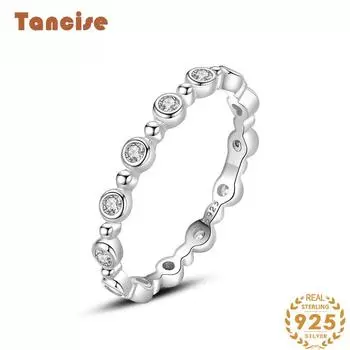 Tancise Classic стерлингового серебра 925 пробы кольцо с цирконом женские ювелирные изделия свадебное обещание вечерние подарок 5 серебряный