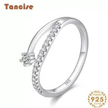 Tancise Classic стерлингового серебра 925 пробы кольцо с цирконом женские ювелирные изделия свадебное обещание вечерние подарок 5 серебряный