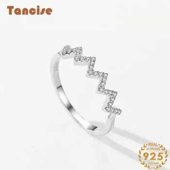 Tancise Classic стерлингового серебра 925 пробы кольцо с цирконом женские ювелирные изделия свадебное обещание вечерние подарок 5 серебряный