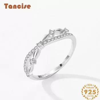 Tancise Classic стерлингового серебра 925 пробы кольцо с цирконом женские ювелирные изделия свадебное обещание вечерние подарок 5 серебряный