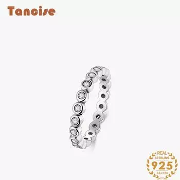 Tancise Classic стерлингового серебра 925 пробы кольцо с цирконом женские ювелирные изделия свадебное обещание вечерние подарок 5 серебряный