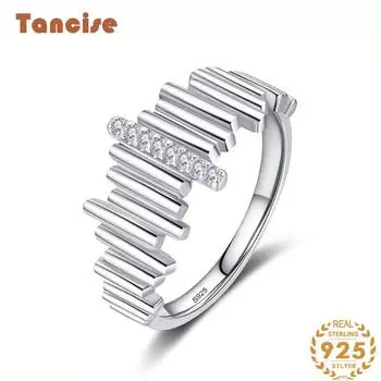 Tancise Classic стерлингового серебра 925 пробы кольцо с цирконом женские ювелирные изделия свадебное обещание вечерние подарок 5 серебряный