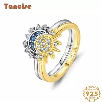 Tancise Classic стерлингового серебра 925 пробы кольцо с цирконом женские ювелирные изделия свадебное обещание вечерние подарок 5 серебряный