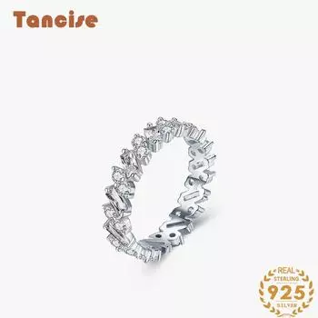 Tancise Classic стерлингового серебра 925 пробы кольцо с цирконом женские ювелирные изделия свадебное обещание вечерние подарок 5 серебряный