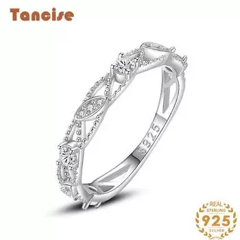 Tancise Classic стерлингового серебра 925 пробы кольцо с цирконом женские ювелирные изделия свадебное обещание вечерние подарок 5 серебряный