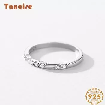 Tancise Classic стерлингового серебра 925 пробы кольцо с цирконом женские ювелирные изделия свадебное обещание вечерние подарок 5 серебряный