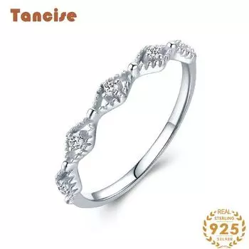 Tancise Classic стерлингового серебра 925 пробы кольцо с цирконом женские ювелирные изделия свадебное обещание вечерние подарок 5 серебряный
