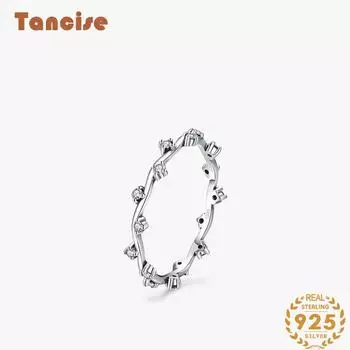 Tancise Classic стерлингового серебра 925 пробы кольцо с цирконом женские ювелирные изделия свадебное обещание вечерние подарок 5 серебряный