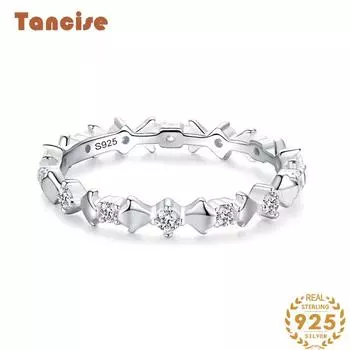 Tancise Classic стерлингового серебра 925 пробы кольцо с цирконом женские ювелирные изделия свадебное обещание вечерние подарок 5 серебряный