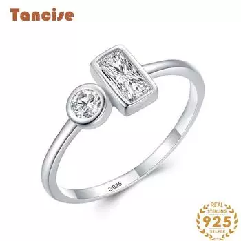 Tancise Classic стерлингового серебра 925 пробы кольцо с цирконом женские ювелирные изделия свадебное обещание вечерние подарок 5 серебряный