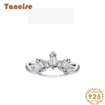 Tancise Classic стерлингового серебра 925 пробы кольцо с цирконом женские ювелирные изделия свадебное обещание вечерние подарок 5 серебряный