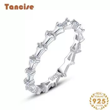 Tancise Classic стерлингового серебра 925 пробы кольцо с цирконом женские ювелирные изделия свадебное обещание вечерние подарок 5 серебряный