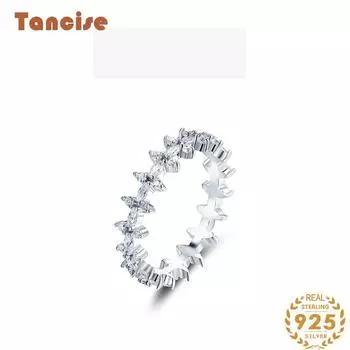 Tancise Classic стерлингового серебра 925 пробы кольцо с цирконом женские ювелирные изделия свадебное обещание вечерние подарок 5 серебряный