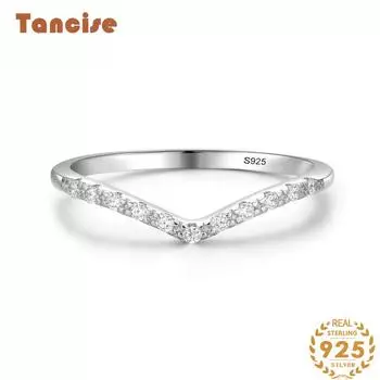 Tancise Classic стерлингового серебра 925 пробы кольцо с цирконом женские ювелирные изделия свадебное обещание вечерние подарок 5 серебряный