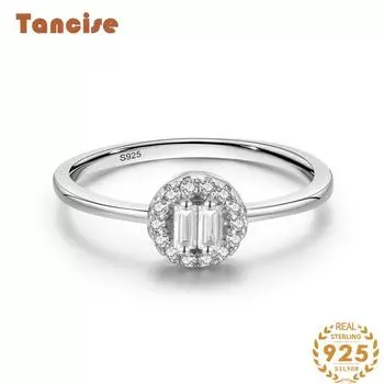 Tancise Classic стерлингового серебра 925 пробы кольцо с цирконом женские ювелирные изделия свадебное обещание вечерние подарок 5 серебряный