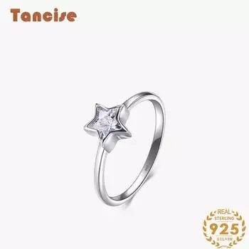 Tancise Classic стерлингового серебра 925 пробы кольцо с цирконом женские ювелирные изделия свадебное обещание вечерние подарок 6 серебряный