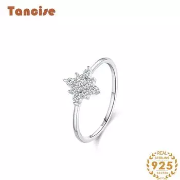 Tancise Classic стерлингового серебра 925 пробы кольцо с цирконом женские ювелирные изделия свадебное обещание вечерние подарок 5 серебряный