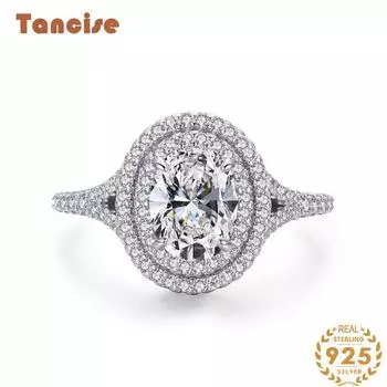 Tancise Classic стерлингового серебра 925 пробы кольцо с цирконом женские ювелирные изделия свадебное обещание вечерние подарок 5 серебряный