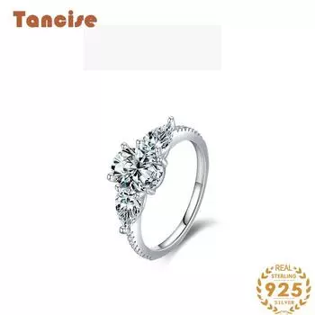 Tancise Classic стерлингового серебра 925 пробы кольцо с цирконом женские ювелирные изделия свадебное обещание вечерние подарок 5 серебряный