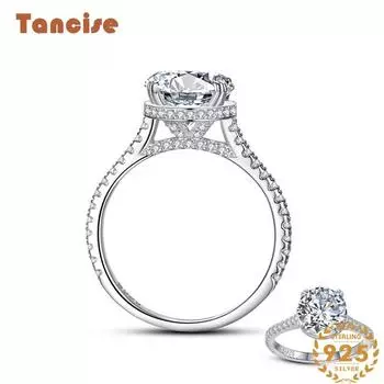 Tancise Classic стерлингового серебра 925 пробы кольцо с цирконом женские ювелирные изделия свадебное обещание вечерние подарок 5 серебряный