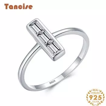Tancise Classic стерлингового серебра 925 пробы кольцо с цирконом женские ювелирные изделия свадебное обещание вечерние подарок 5 серебряный