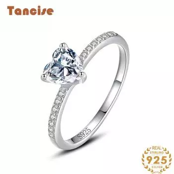 Tancise Classic стерлингового серебра 925 пробы кольцо с цирконом женские ювелирные изделия свадебное обещание вечерние подарок 5 серебряный