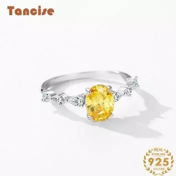Tancise Classic стерлингового серебра 925 пробы кольцо с цирконом женские ювелирные изделия свадебное обещание вечерние подарок 5 жёлтый