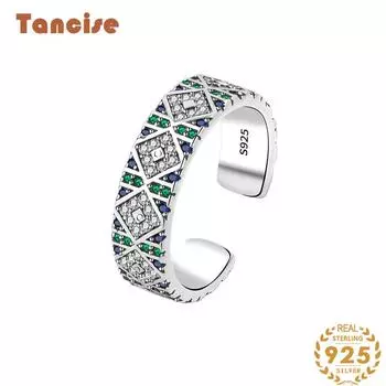 Tancise Classic стерлингового серебра 925 пробы кольцо с цирконом женские ювелирные изделия свадебное обещание вечерние подарок