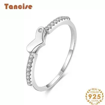 Tancise Classic стерлингового серебра 925 пробы кольцо с цирконом женские ювелирные изделия свадебное обещание вечерние подарок 5 серебряный