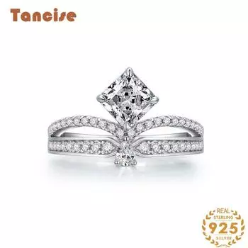 Tancise Classic стерлингового серебра 925 пробы кольцо с цирконом женские ювелирные изделия свадебное обещание вечерние подарок 5 белый