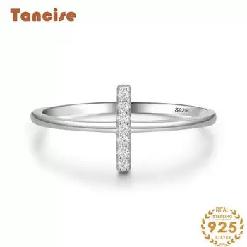 Tancise Classic стерлингового серебра 925 пробы кольцо с цирконом женские ювелирные изделия свадебное обещание вечерние подарок 5 серебряный