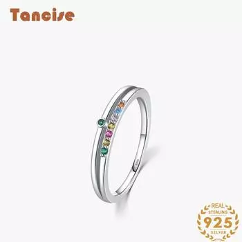 Tancise Classic стерлингового серебра 925 пробы кольцо с цирконом женские ювелирные изделия свадебное обещание вечерние подарок 5 серебряный